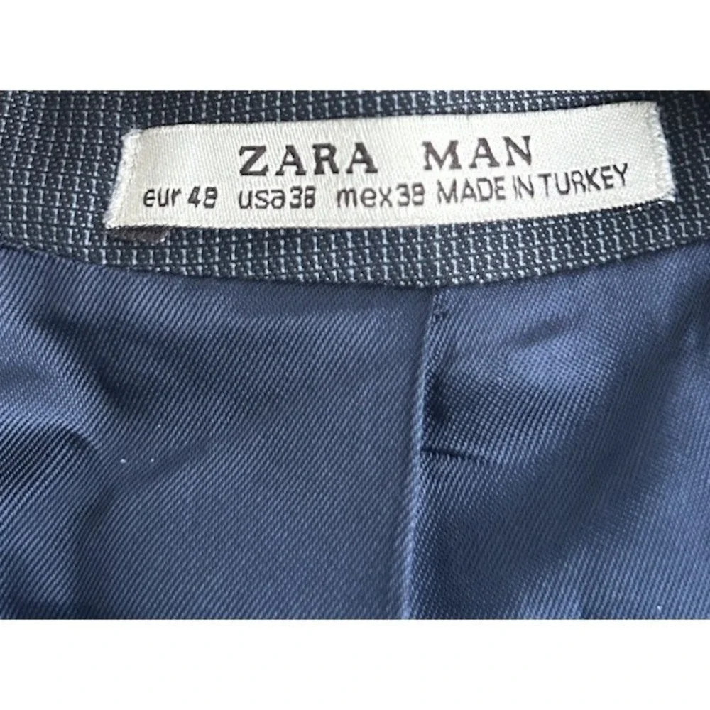 Zara Men 38 One Button Charcoal Gray Pinstripe Blazer Business Casual Academia
